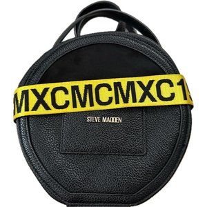 steve madden circle crossbody bag Black Yellow Black Logo Adjustable Strap